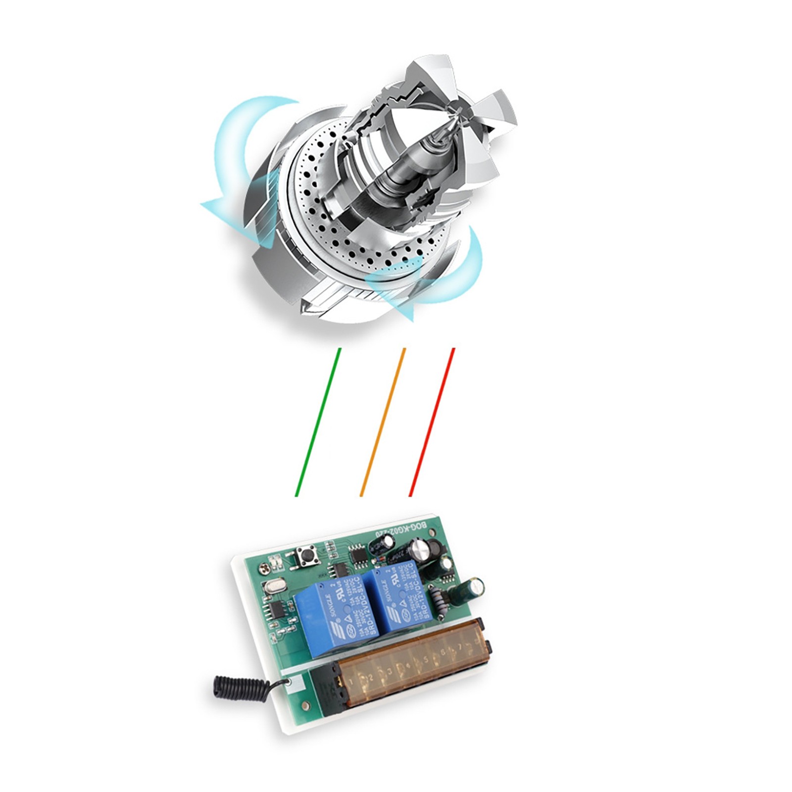 2Ch Relay Receiver Wireless Remote Control Switch for Garage/Gate 110V 220V.