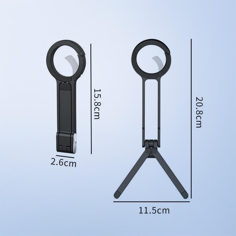 Phone Tripod, Magnetic Phone Holder with Spring Clasp, Adjustable Foldable