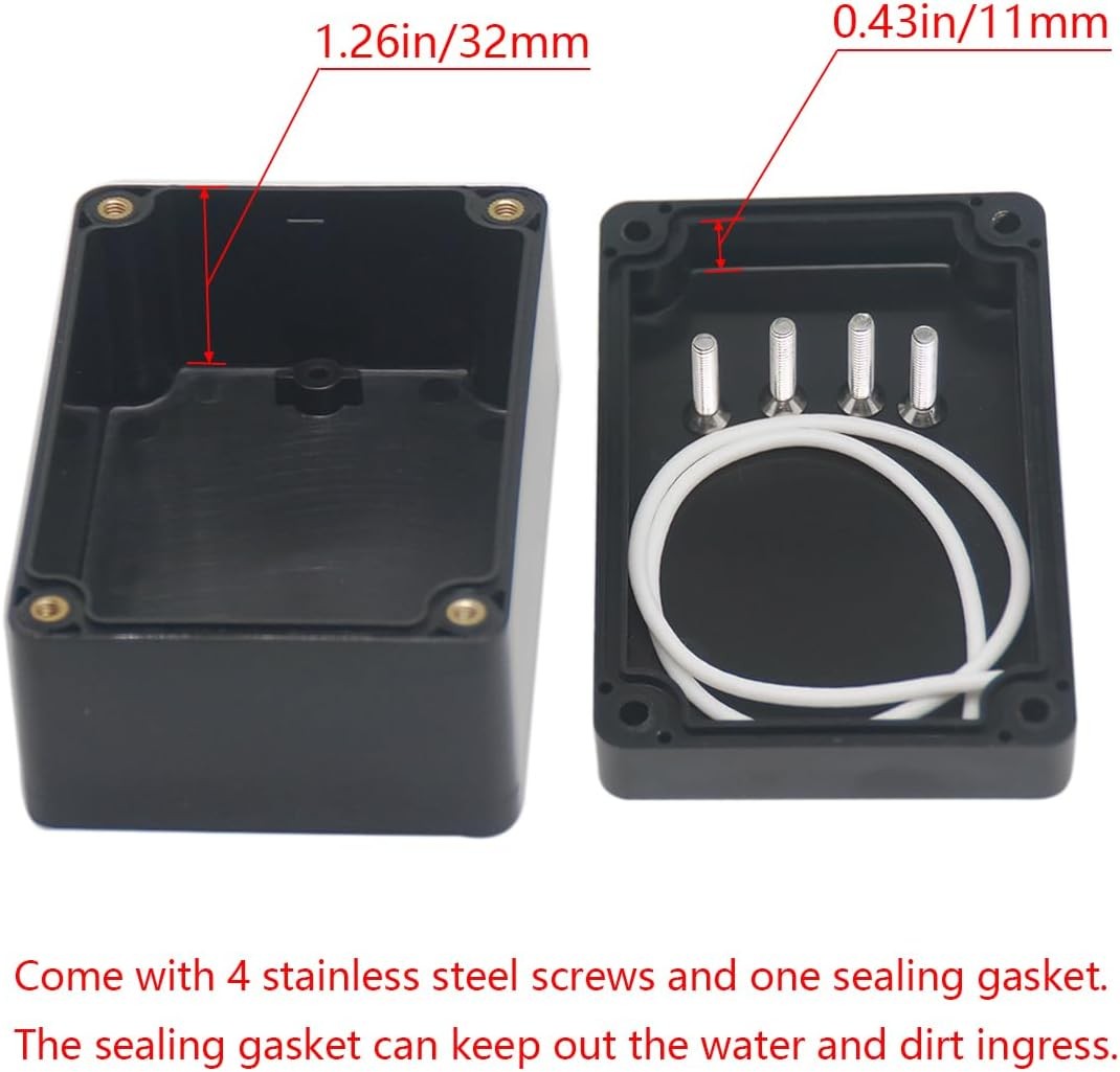 2 Pack Project Box Waterproof Plastic Junction 3.94x2.68x1.97(2Pcs), Black