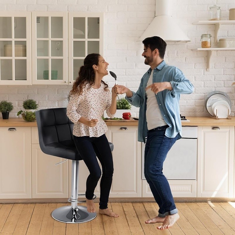 Adjustable Bar Stools 360° Swivel Footrest Ergonomic Design Kitchen Dining New