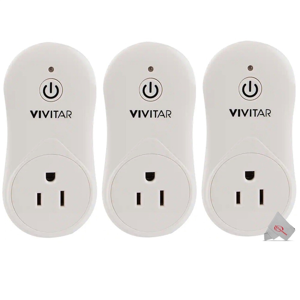 3x Vivitar Smart Home Wi-Fi Outlet + USB Port - No Hub Required