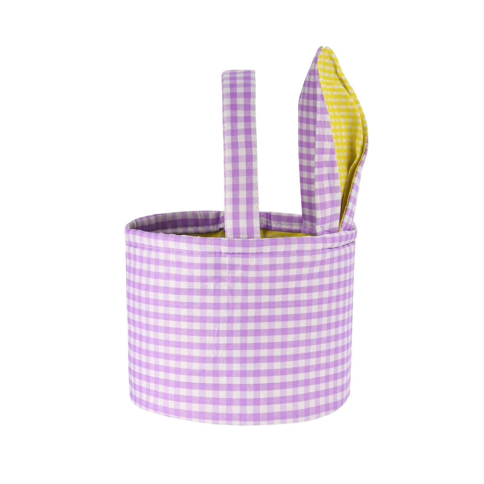 ONGLYP Easter Bunny Basket Plaid Gingham Easter Buckets with Border Pleat,Cut...