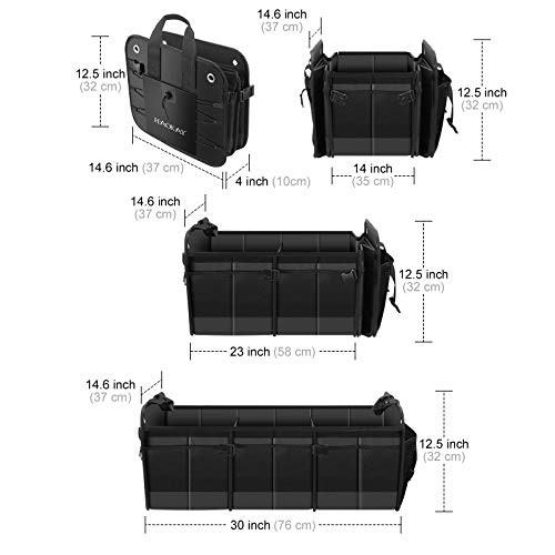 Premium Car Trunk Organizer with Lid, Multi Compartments 3 COMPARTMANTS BLACK