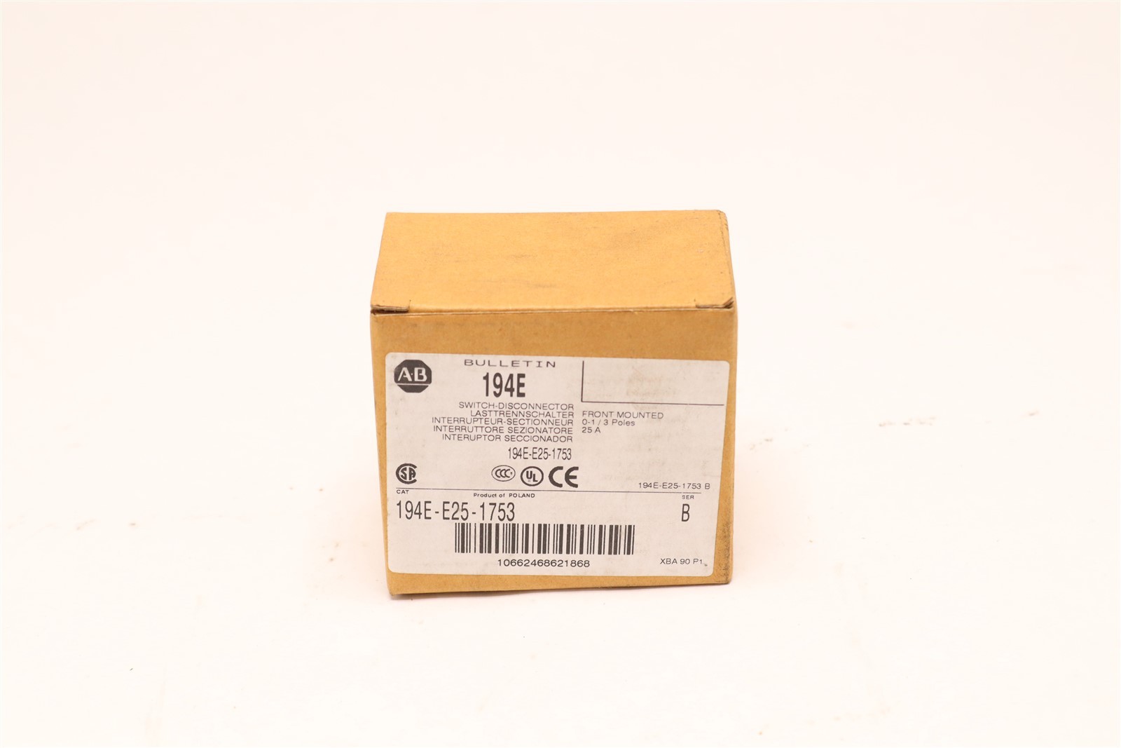 ALLEN BRADLEY LOAD DISCONNECT SWITCH SER.B 194E-E25-1753