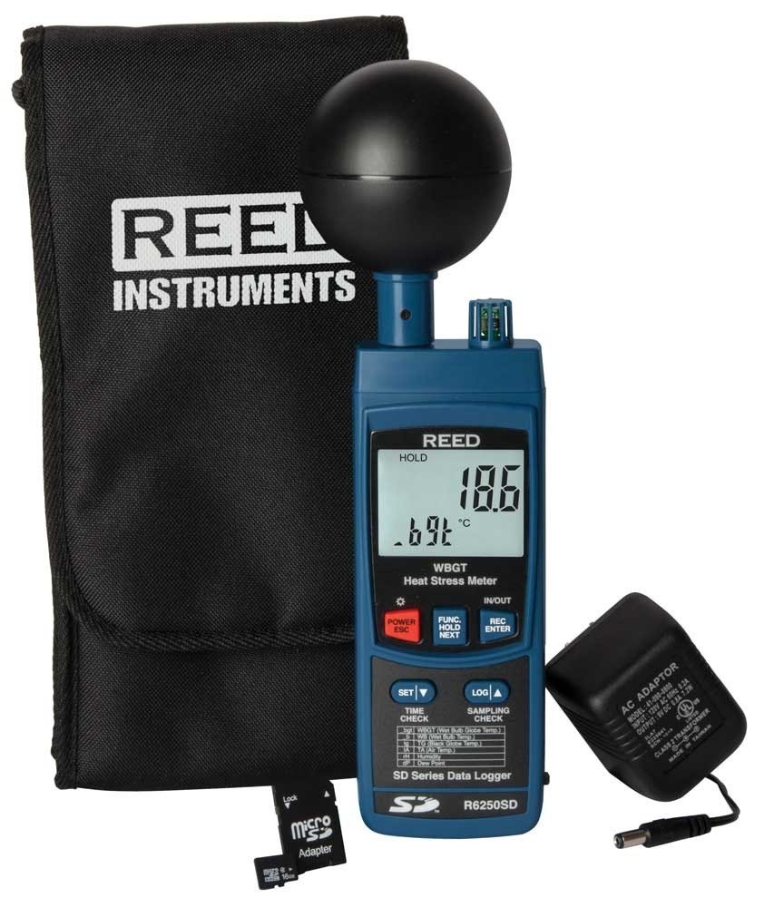 REED Instruments R6250SD-KIT Data Logging Heat Stress Meter with Power Adapter