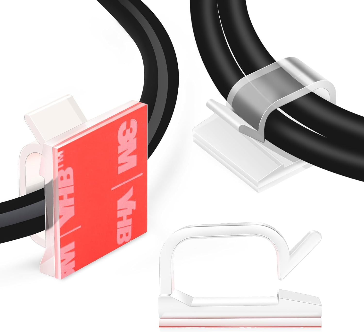 60 PCS  5/8” Adhesive Cable Wire Clips Clear, Cable Staples Outdoor Cable Manage