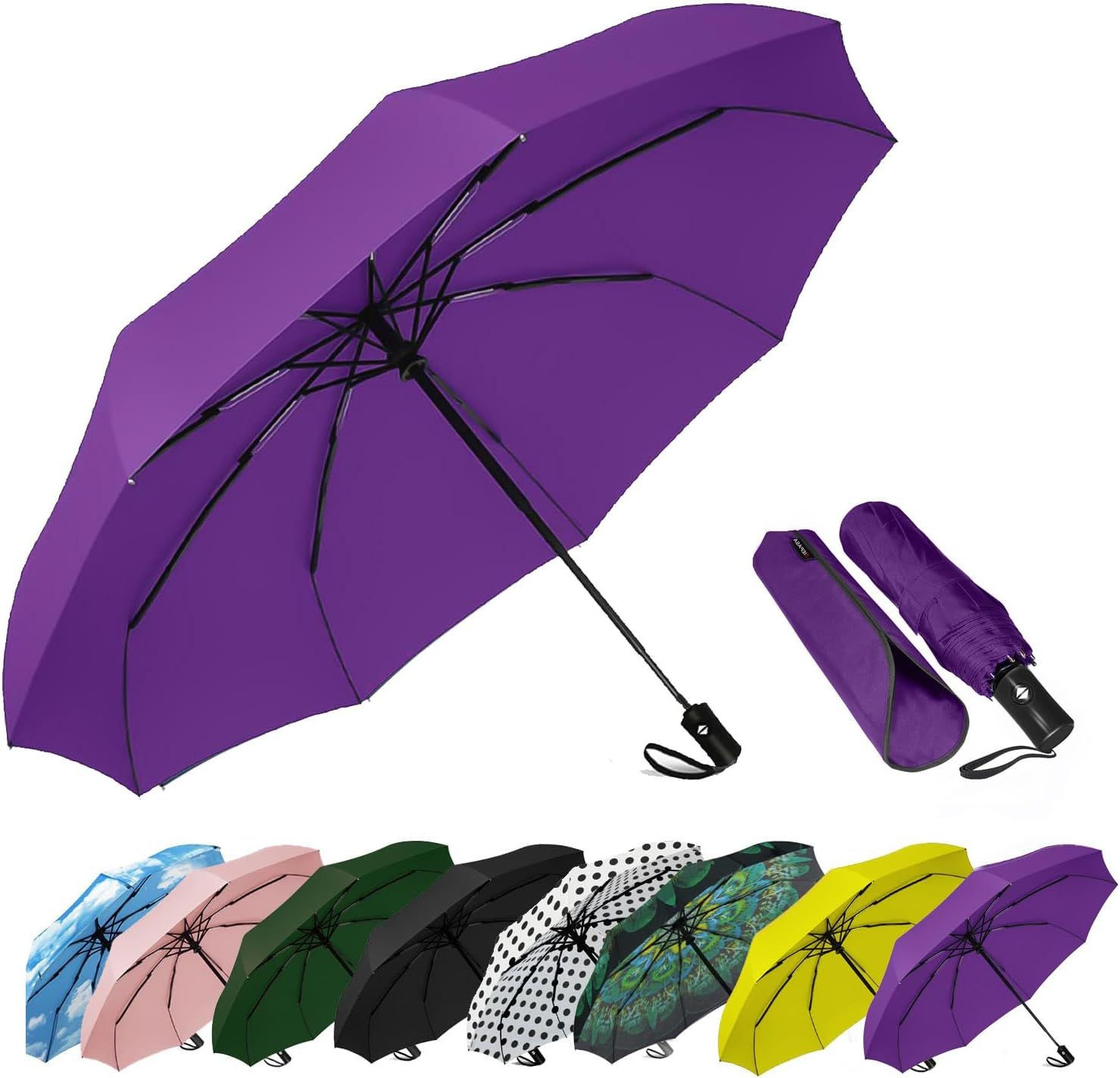 SIEPASA Windproof Travel Compact Umbrella-Automatic Small Size, Purple