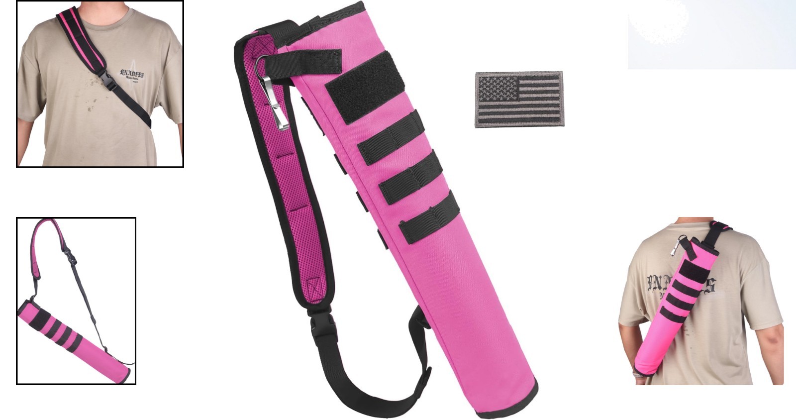 Customizable Pink Archery Quiver - Foldable, Lightweight for Target Shooting