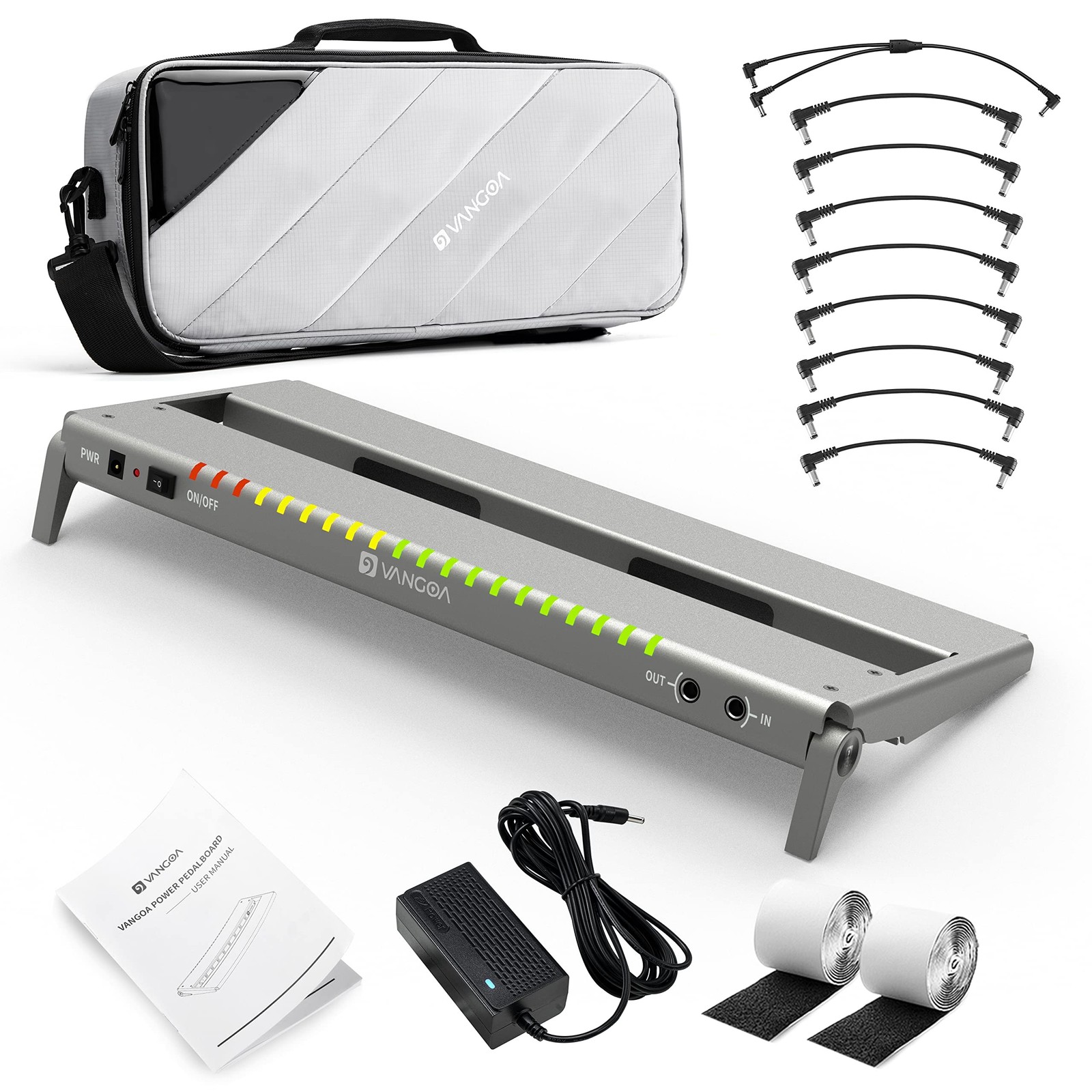 Vangoa VPPD-S Guitar Pedal Board with Built-in Isolated Power Supply | 8 Real...