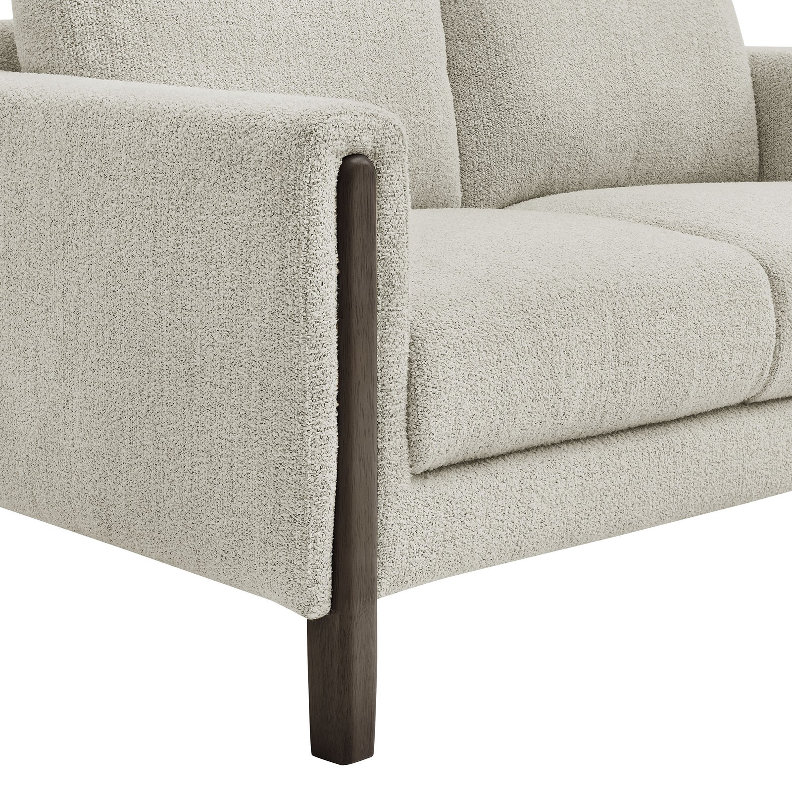 Hawken Boucle Fabric Loveseat in Parchment Espresso