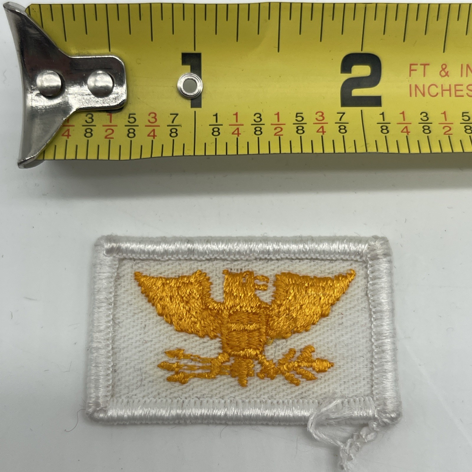 U.S. Military Colonel Eagle Patch Badge Yellow Gold White 1x2” Embroidered Tab