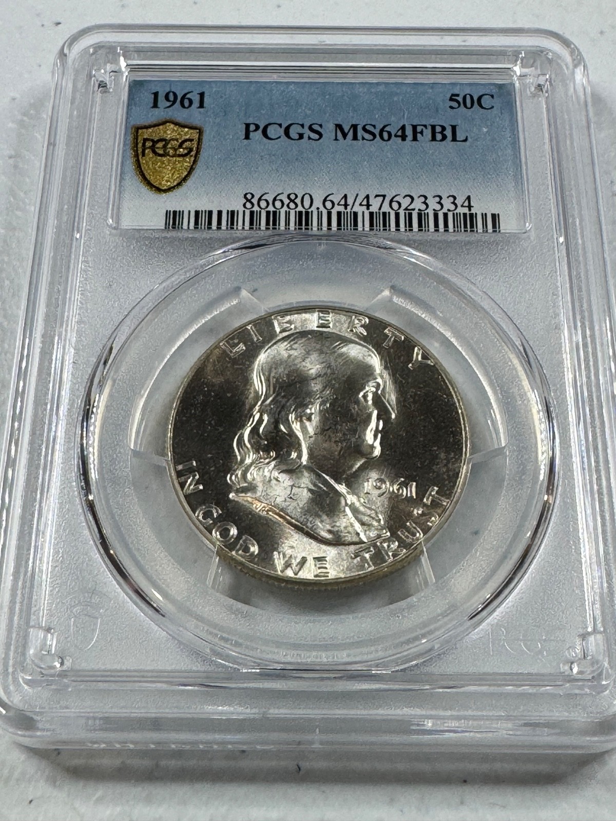 1961  FRANKLIN US Half Dollar,   MS64 by PCGS,   FBL,   a SUPERB coin!!!!
