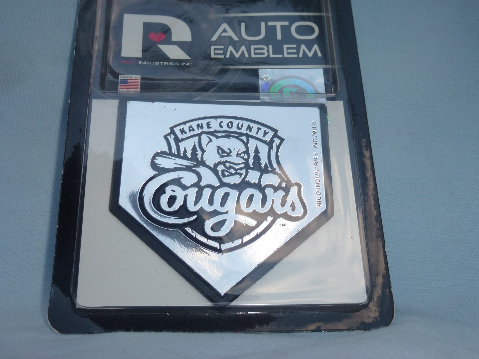 KANE COUNTY COUGARS   Metallic Silver AUTO EMBLEM   by Rico  NIP