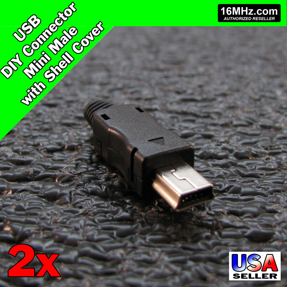 USB Mini 2x Male DIY Connector Plug Jack Cable Replacement Shell Sets Q52