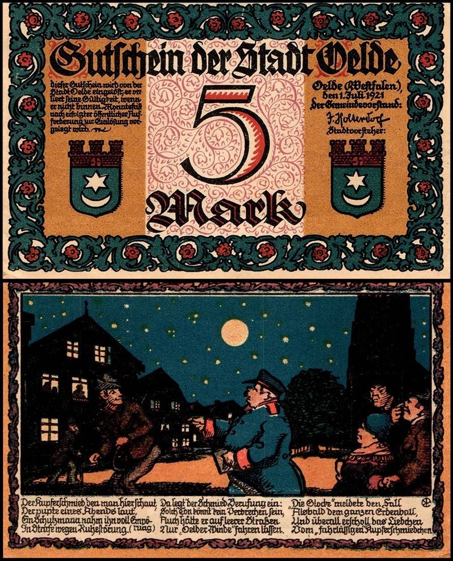 Oelde 5 Mark Notgeld, 1921, Mehl #1007.3, UNC