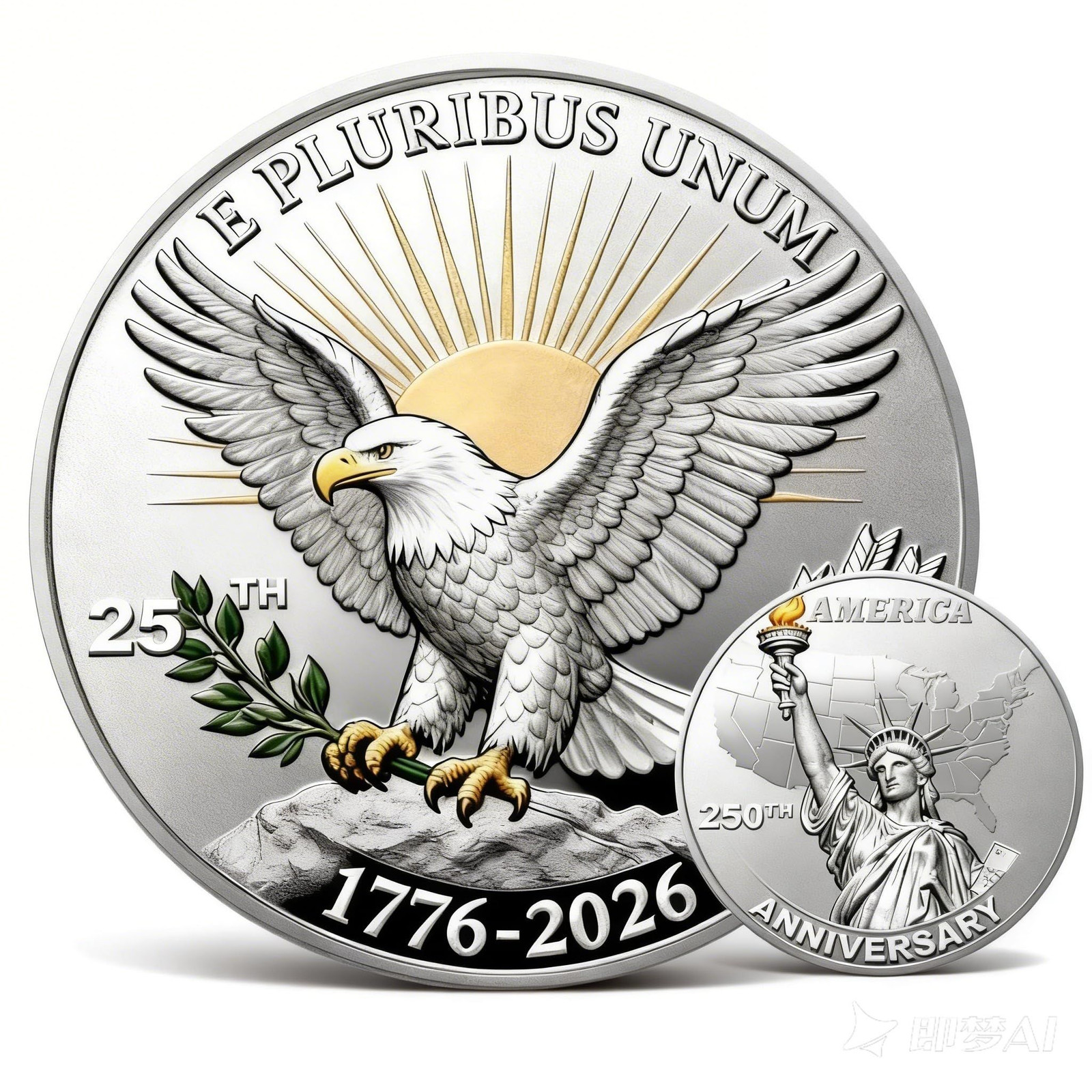 250th Anniversary Independence Challenge Coin 1776–2026 – Double-Sided...