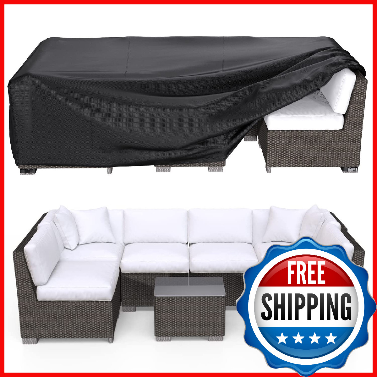 BROSYDA 108"x82"x28" Patio Furniture Cover, Heavy Duty Outdoor Sectional Sofa Se