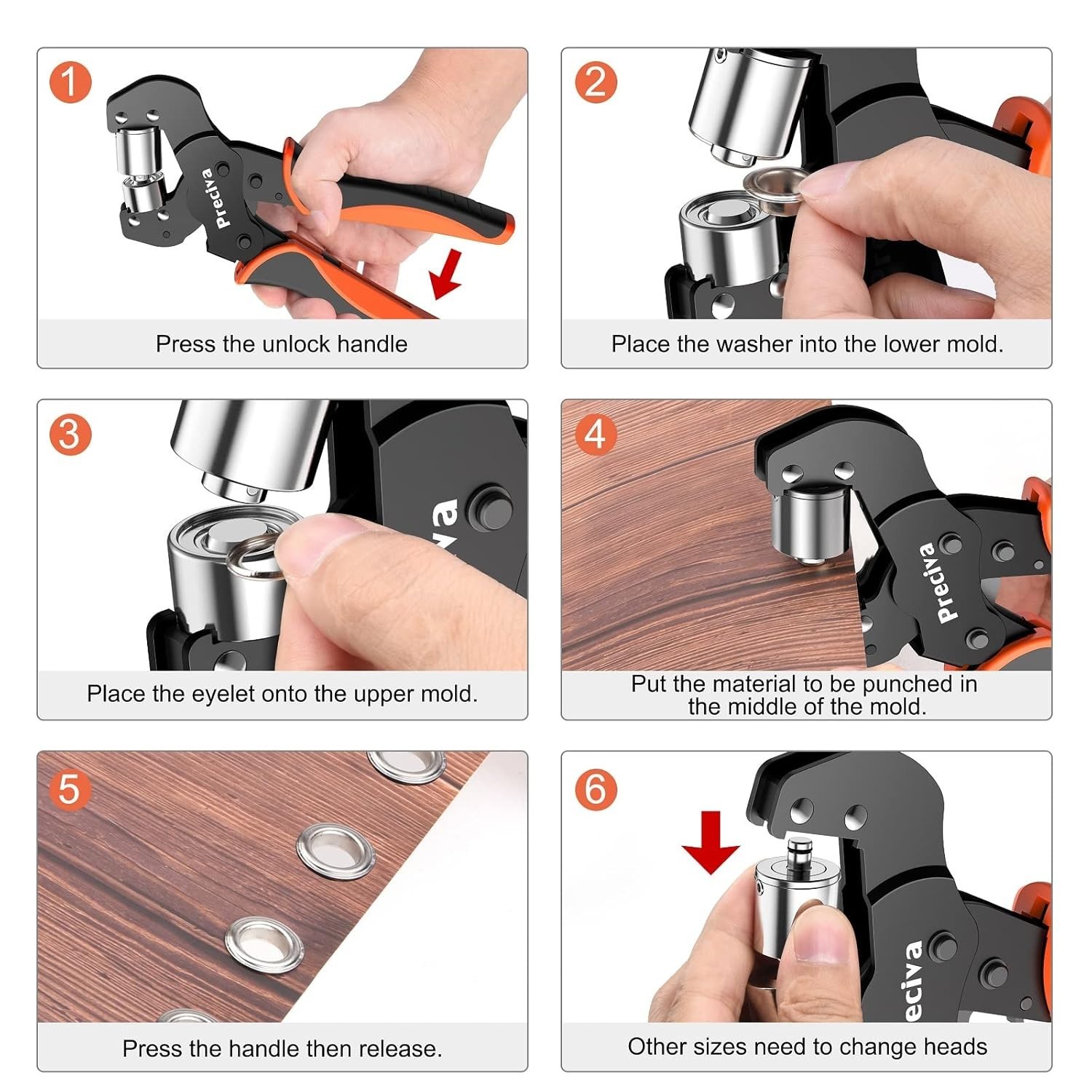 Interchangeable Grommet Tool Kit with 400 Silver Grommets - Easy Application