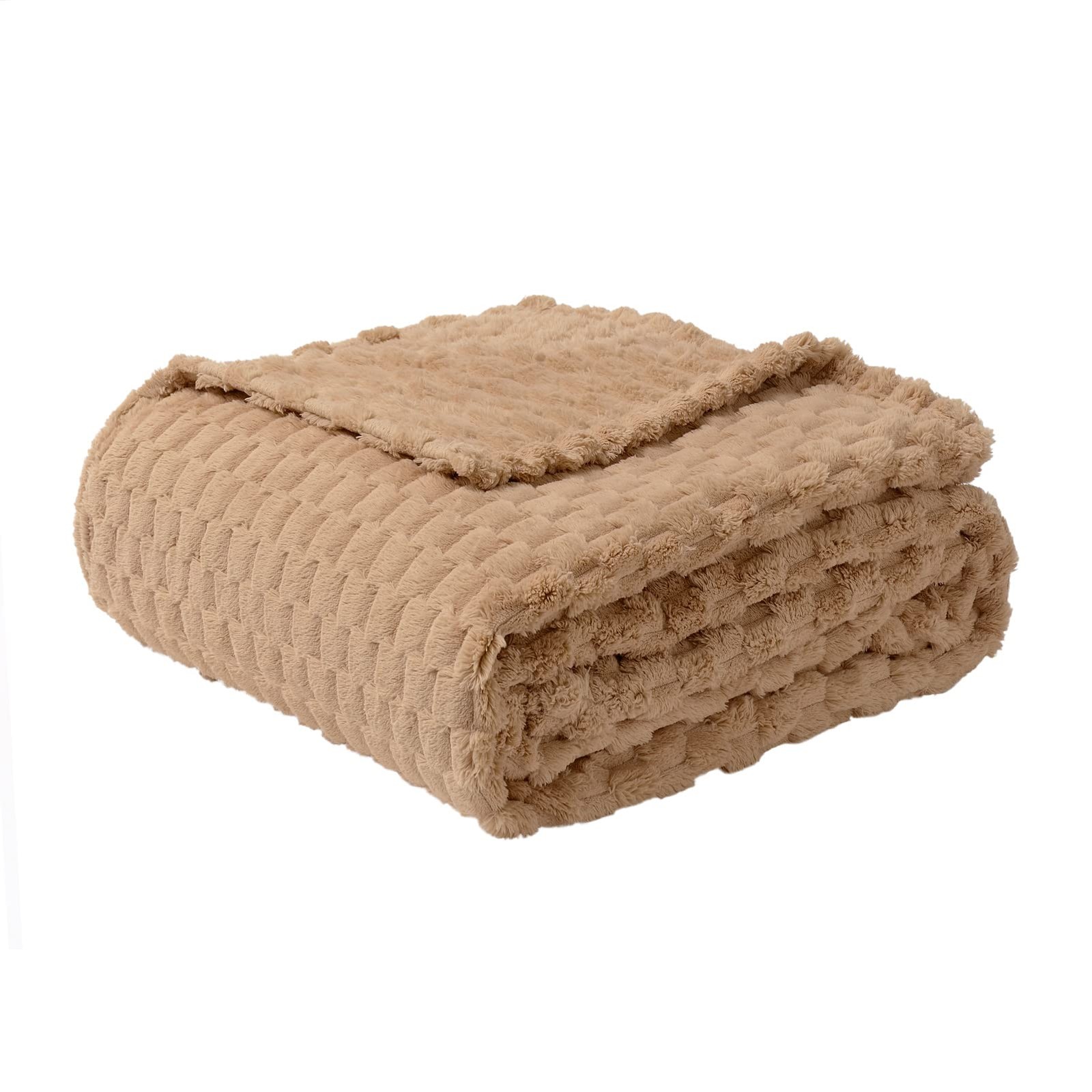 Camel Fleece Throw Blanket Couch 300GSM Soft Plush Fuzzy 40x50 Inch