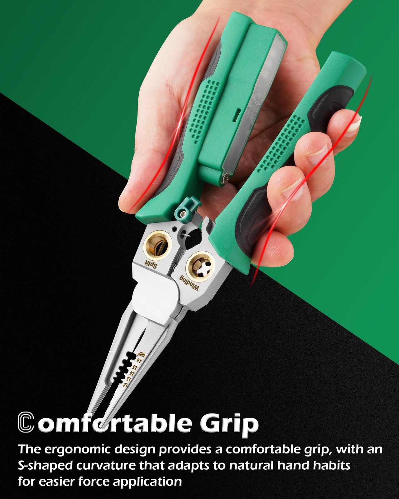 8-in-1 Wire Stripper Voltage Tester Electrical Cable Stripping Plier Green
