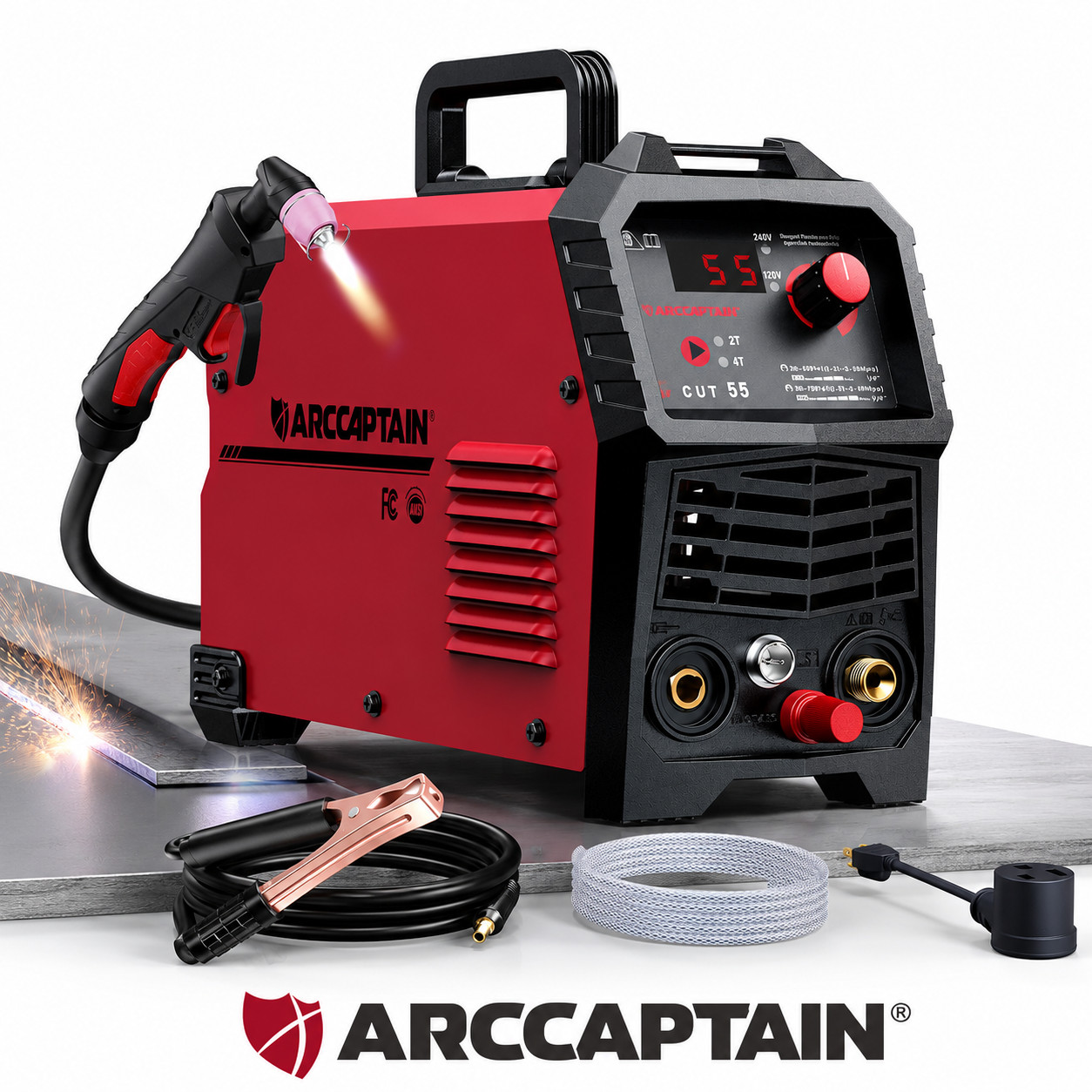 ARCCAPTAIN 55A Plasma Cutter Non-Touch Pilot Arc 120/240V Dual Voltage IGBT 1/2"