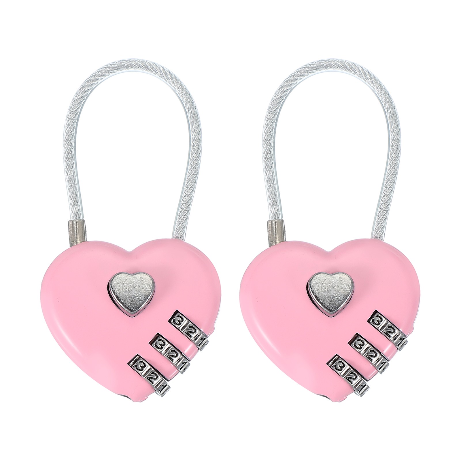 2 Pack Heart Padlock Heart Shape Love Lock Combination Lock Locker Locks Pink