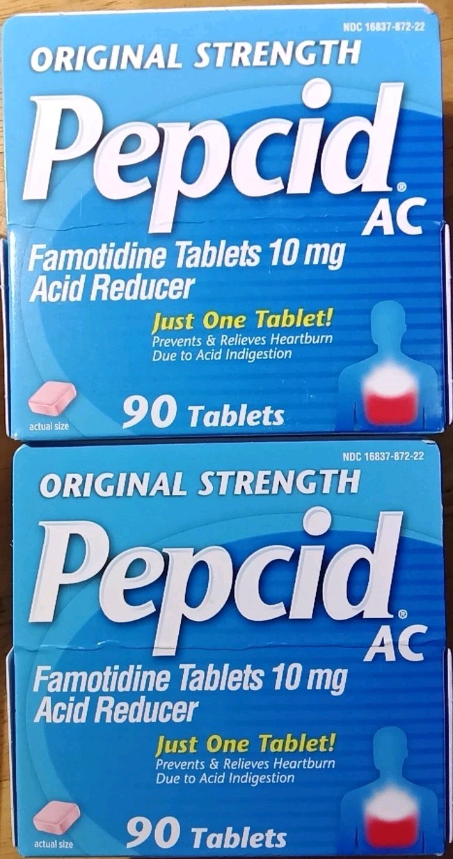 LOT 2 PEPCID AC ORIGINAL HEARTBURN RELIEVER 10mg ACID REDUCER 90 X2 180 TABLETS!