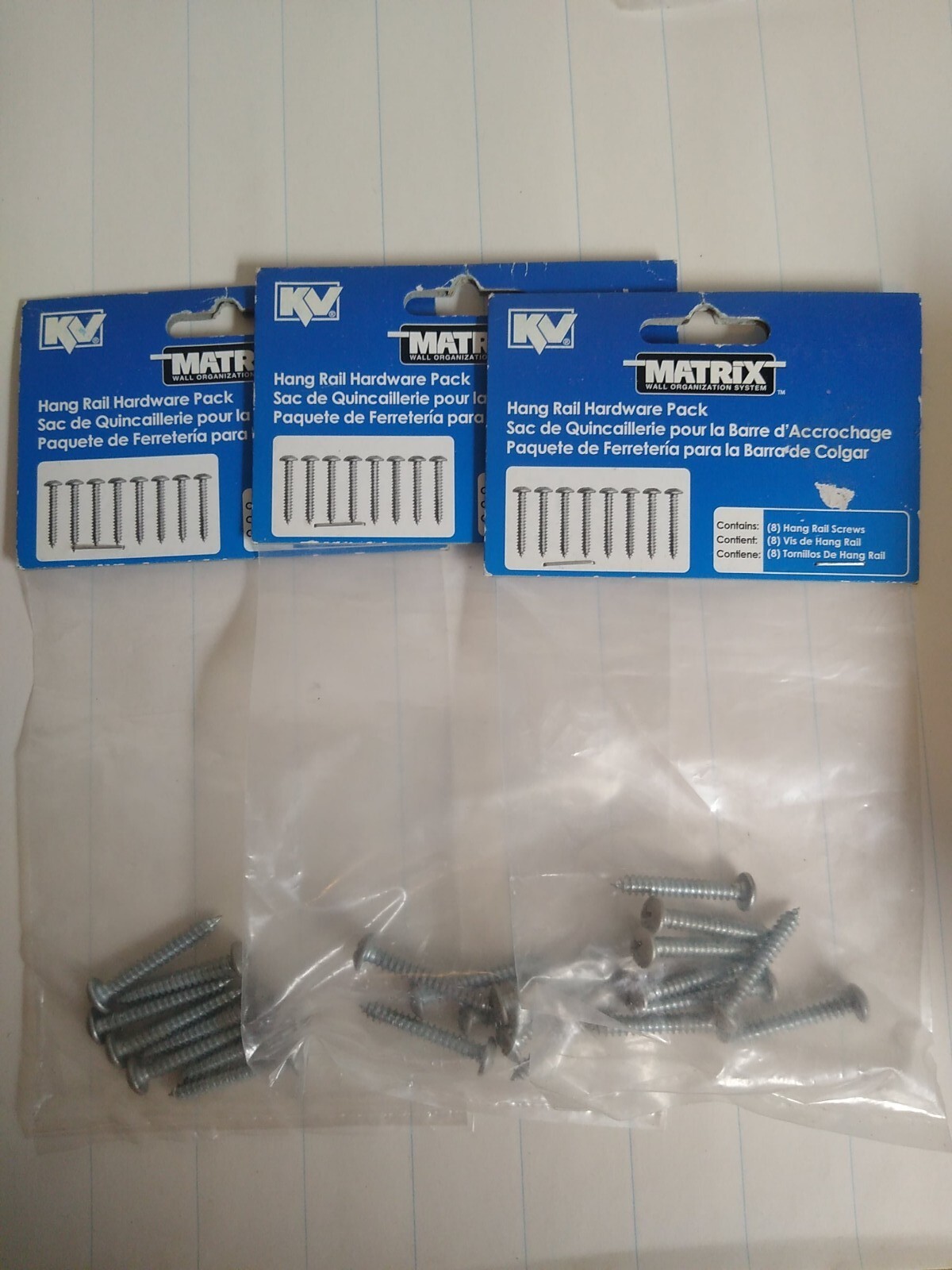 Matrix wall organization system Knape & Vogt 24 Hang rail screws 1 1/4  " long