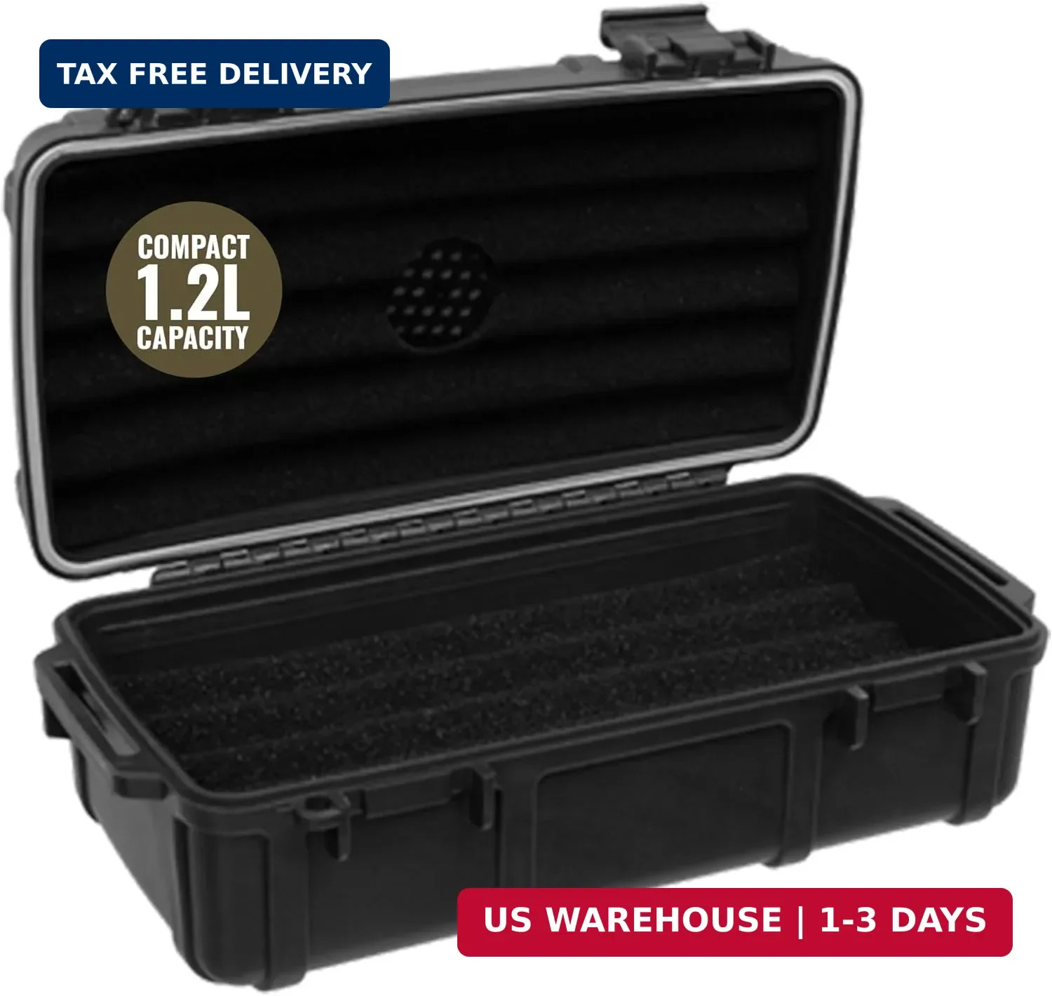Waterproof Storage Case 1.2 L Capacity - Heavy-Duty Gear Box with Foam, Carabine