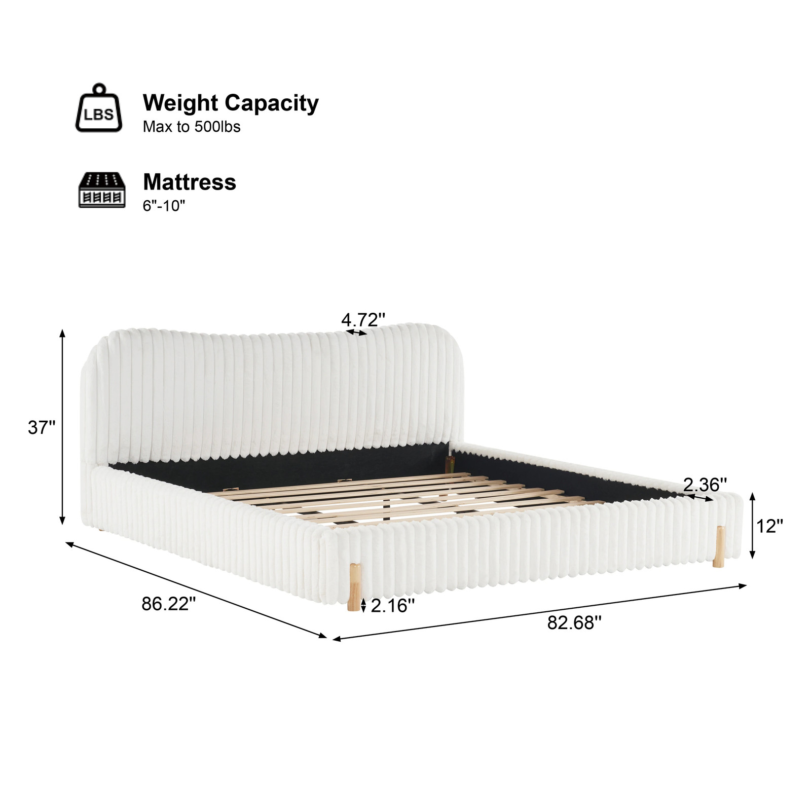 Christopher Knight Home - Elias Modern Boucle Upholstered Bed with Wavy...