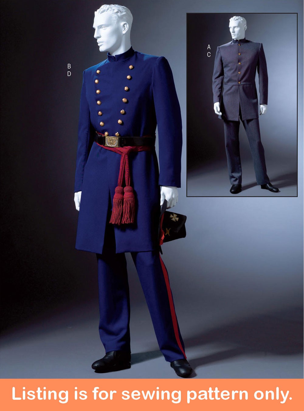 SEWING PATTERN Mens Costume - Civil War Uniform Military Jacket Pants 1800s 4745