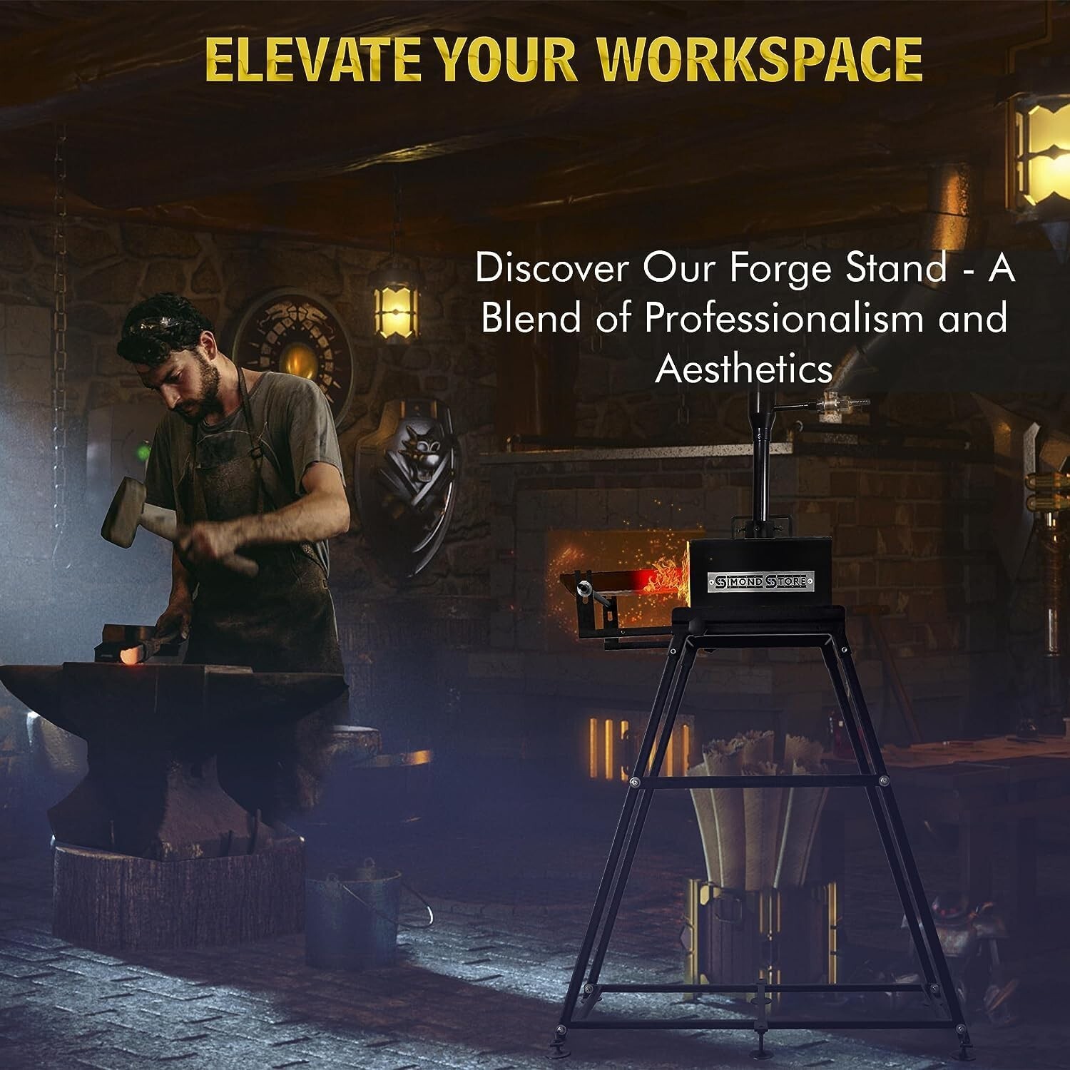 Simond Store blacksmith forge kit Stand compatible with all single burner forge