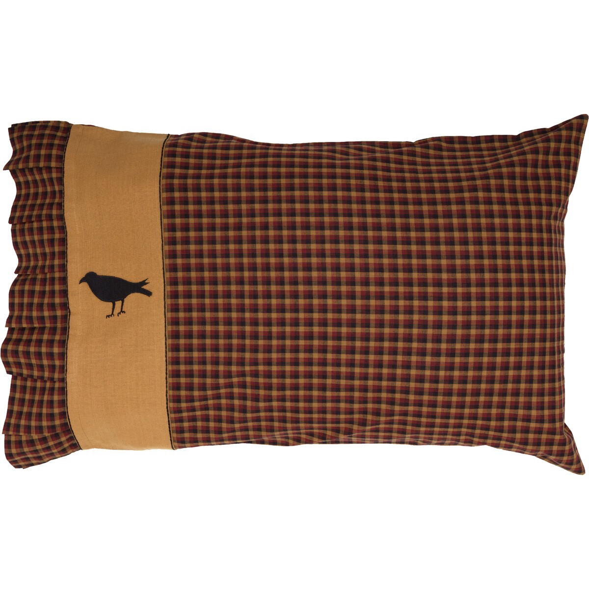 New Primitive RED MUSTARD BLACK CROW PILLOW CASE Cover 21"x30"