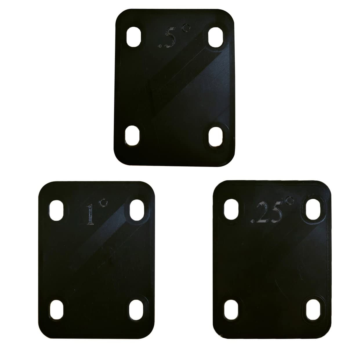 TUOREN Guitar Neck Shims 3Pcs 0.25°, 0.5°, and 1°Degree Nylon Gasket Black