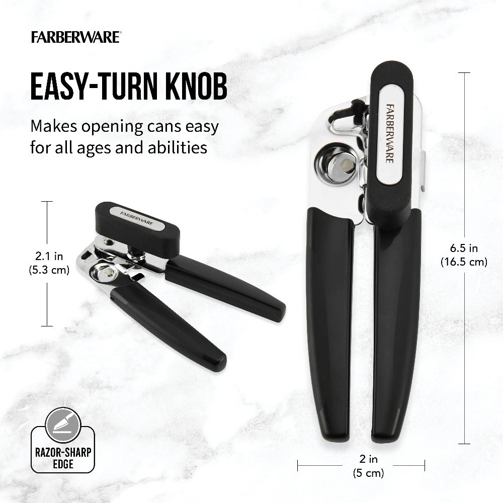 Portable Stainless Steel Can Opener with Black Handle