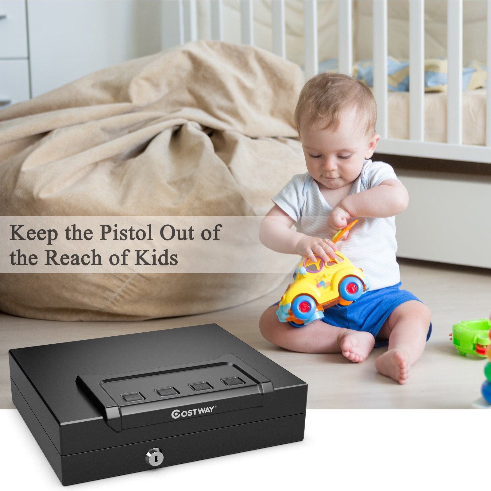 Costway Gun Security Safe Dual Firearm Safety Device Keypad Key Quick-Access