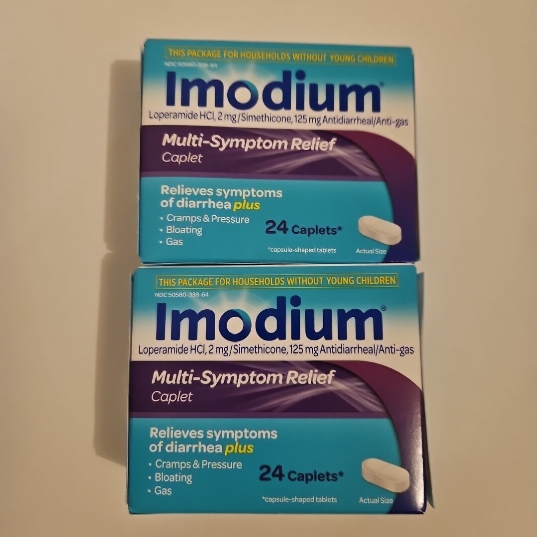Diarrheal Multi-Symptom Cramps Pressure Bloating Gas 24Ct X2 Exp 08/2026+