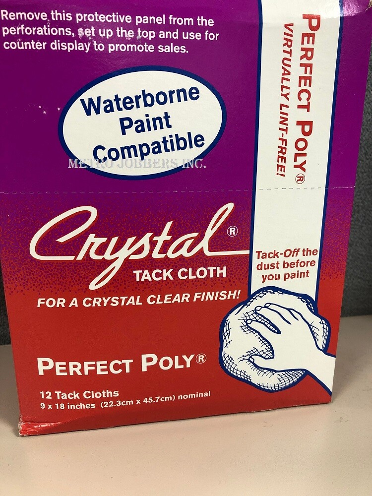 Crystal Tack Cloths Perfect Poly, Waterborne Paint Compatible, 12/Box 9" X 18"