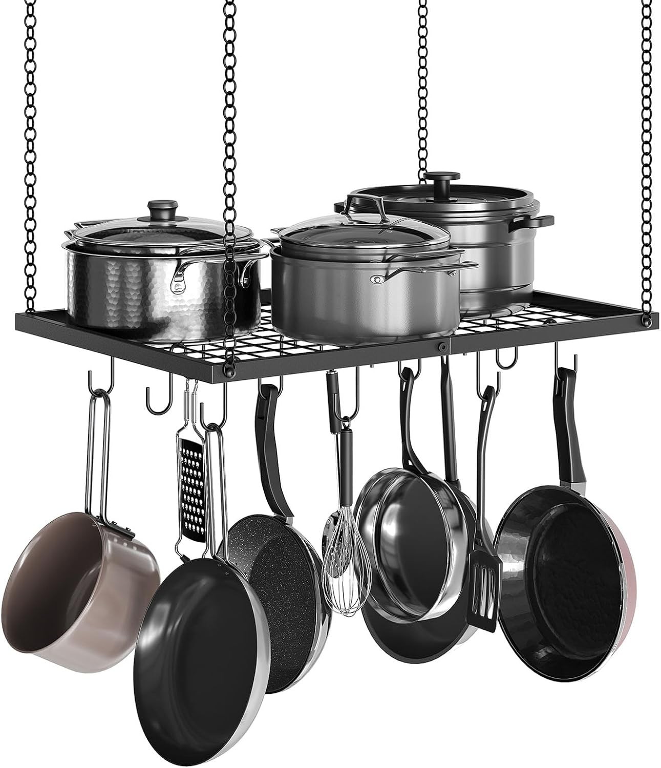 Hanging Pot Rack, Ceiling Mounted Pot Hanger for Kitchen, Metal Cookware Stor...