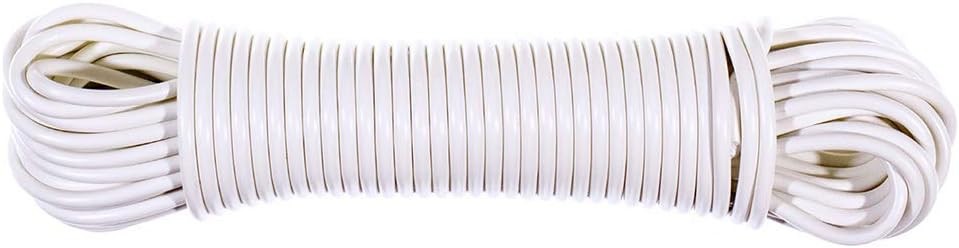 Crown Plastic Clothesline, 5/32 Inch, 50 Feet, White, Flexible