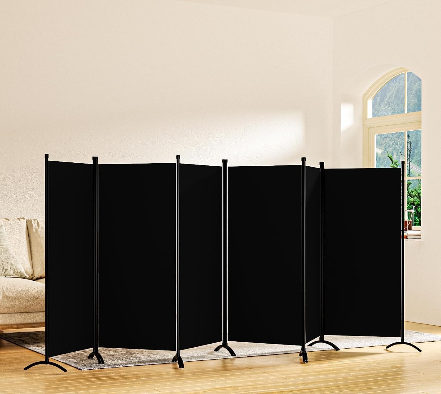Room Divider-Folding Privacy Screens, 6 ft 6 Panel Wall Separation Blinds Partit