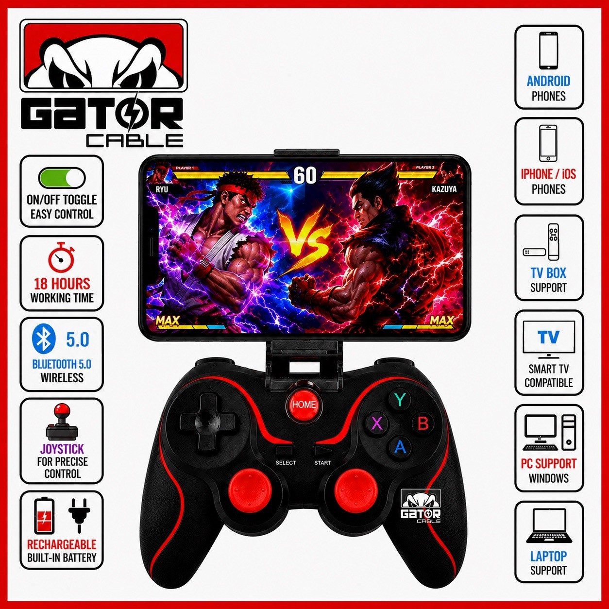 Wireless Bluetooth Game Controller Gamepad For Android iPhone Tablet PC Phone