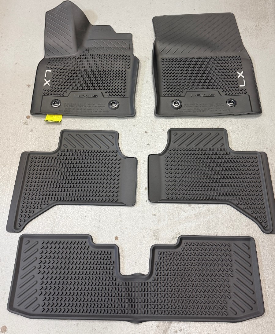 LEXUS LX700H 2025-2026 5PCS BLACK ALL WEATHER LINERS WITH 3RD ROW PT908-60251-02