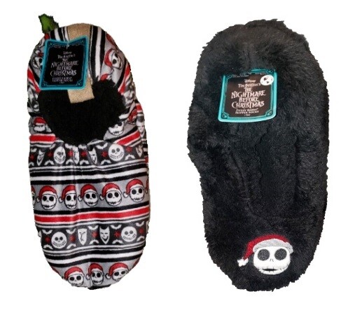 NIGHTMARE B4 CHRISTMAS SANTA JACK SKELLINGTON ADULTS SNUGGLE TOES SLIPPERS~L/XL