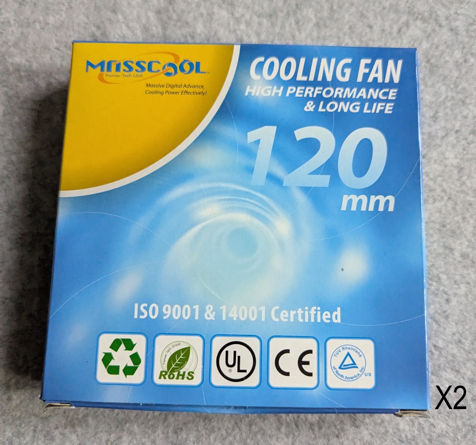 Cooling Fan (Lot of 2) Massool 120mm FD12025S1L3/4 955966212250 ~ New