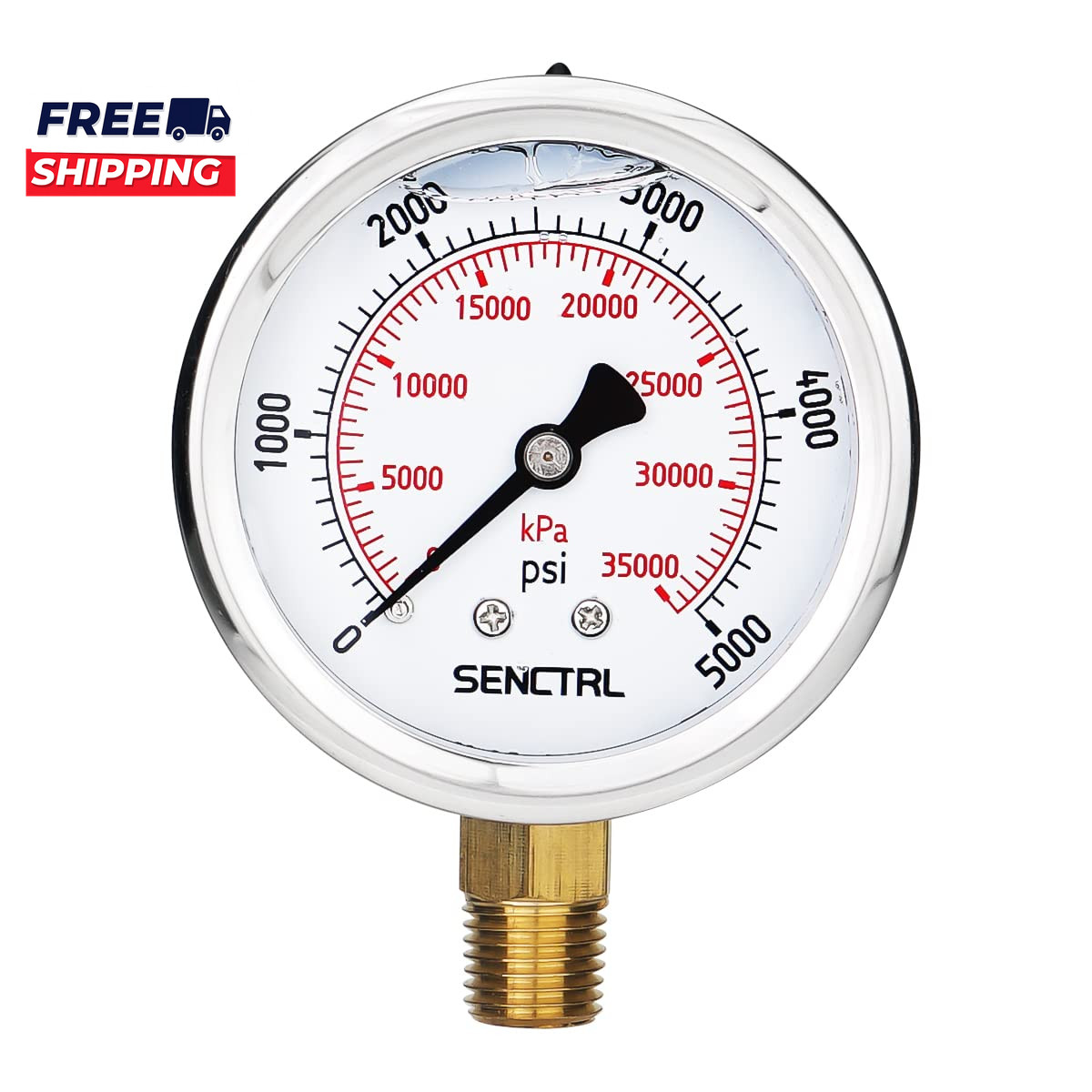 5000 Psi Glycerin Liquid Filled Hydraulic High Pressure Gauge 2.5 Dial Size
