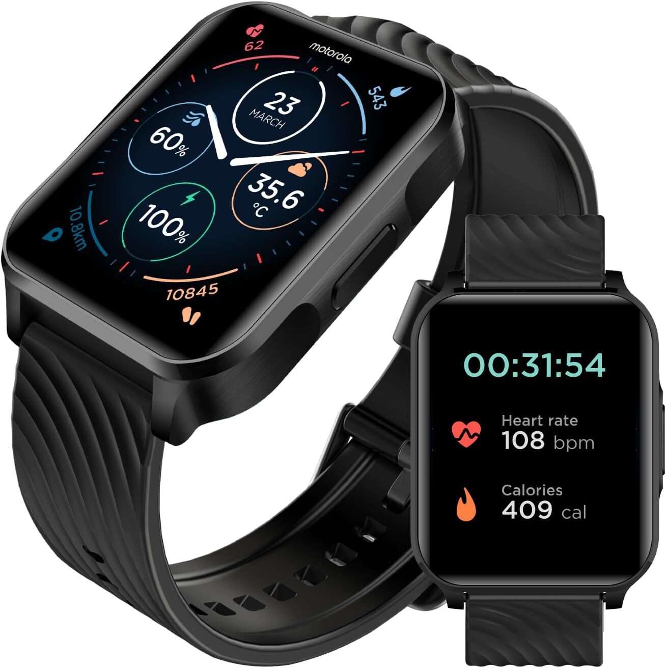 Motorola Moto Watch 70 - Health and Fitness Bluetooth Smartwatch Black MOSWZ70-P