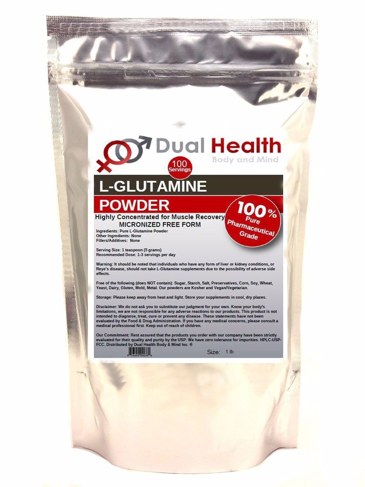 L-GLUTAMINE (1 lb) Powder Free Form Kosher Kosher Energy Bodybuilding Recovery