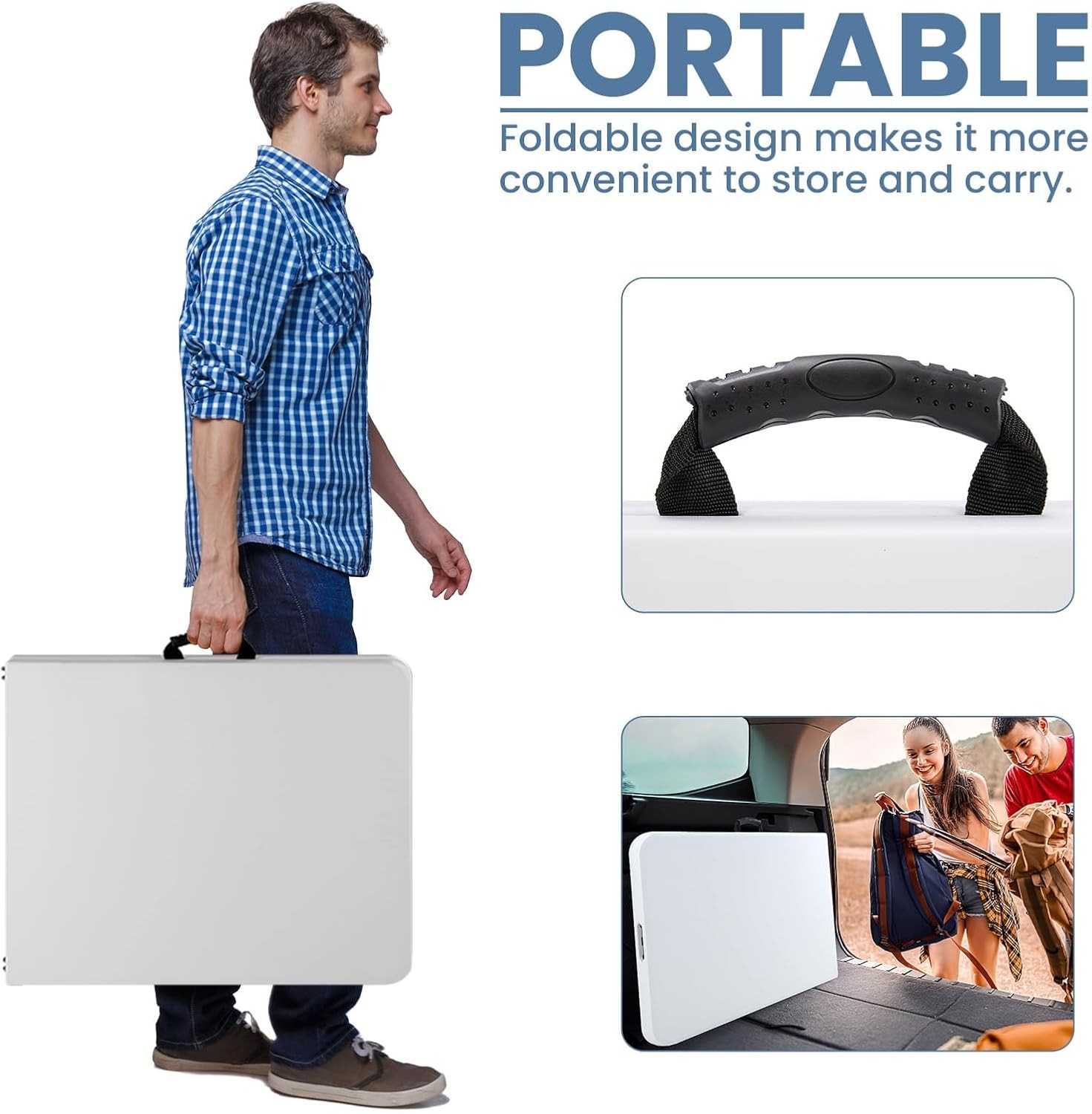 6 FT Folding Picnic Table Simple to Fold and Keep, 3.8 FT Foldable Table for