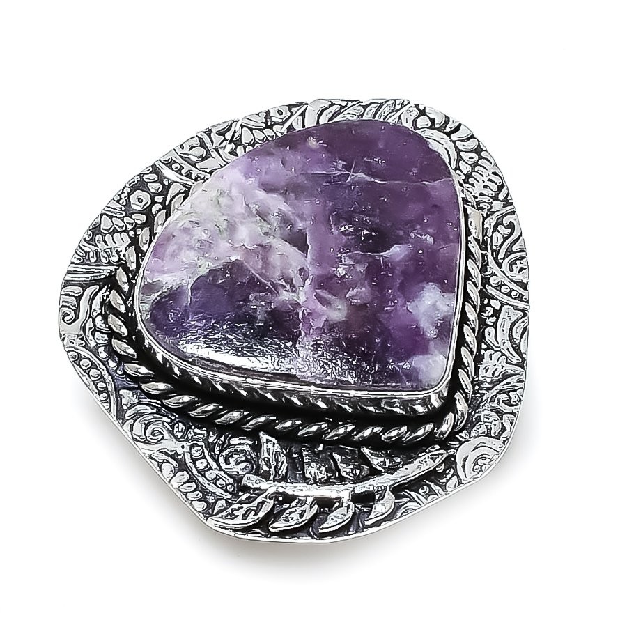 Lepidolite Gemstone Handmade 925 Sterling Silver Jewelry Gift Ring Size 8 L011